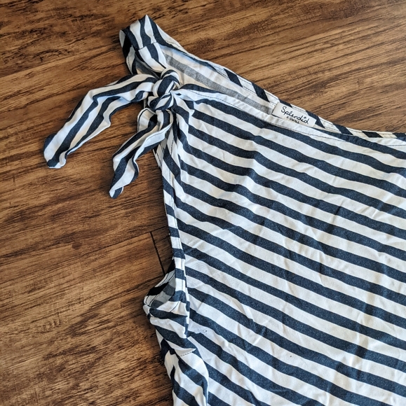 Splendid One shoulder Tie Top Navy Blue and white - Picture 2 of 6